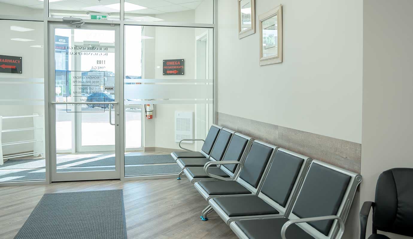 Omega Medical Clinic Lobby - Bright modern entrance in NE Calgary