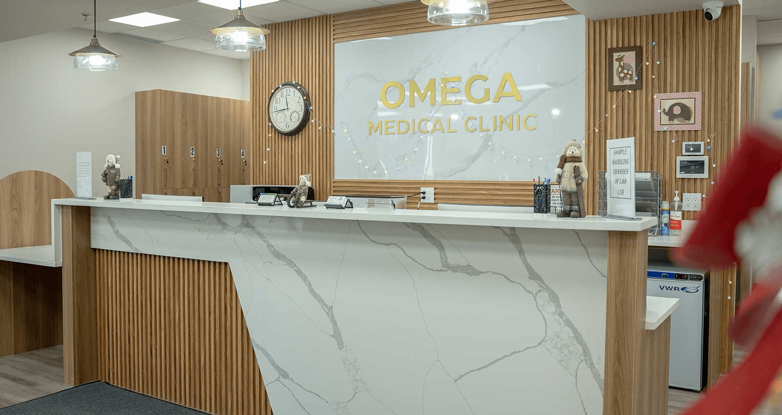 Omega Medical Clinic Reception - Beautiful modern front desk and welcoming environment in NE Calgary
